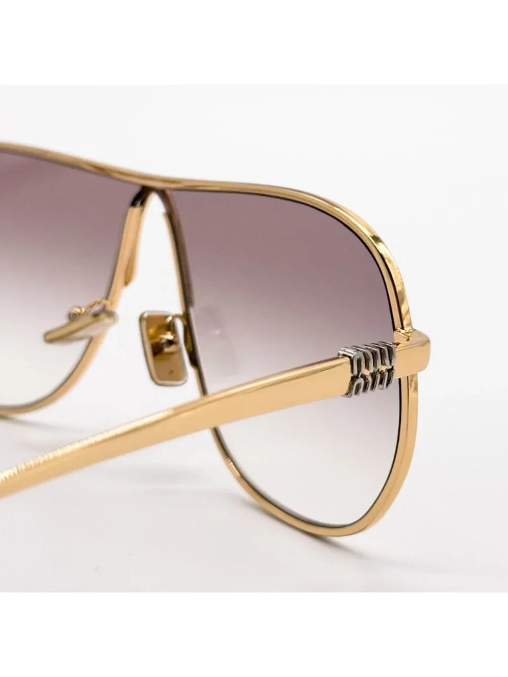 New Miu Miu MU A56S Oversized Gold Brown Sunglasses MUA56S 5AK90L